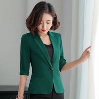 womens suit jacket summer new fashion slim solid color suit jacket five point sleeve temperament wild womens shirt