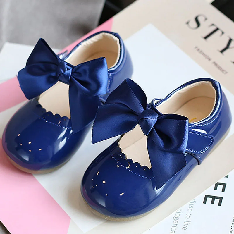 2023 обувь из искусственной кожи для девочек детская с милым бантом новая весенняя