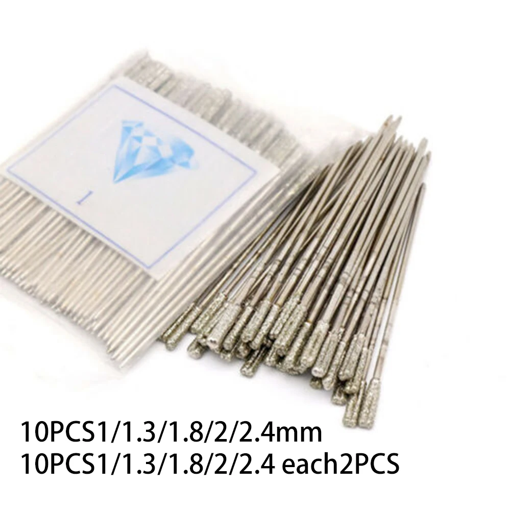 1/1.3/1.8/2/2.4mm Diamond Coated Tipped Drill Bits For Tile Glass Jewellery Hole Saw Crystal Ceramics Semiconductor Materials