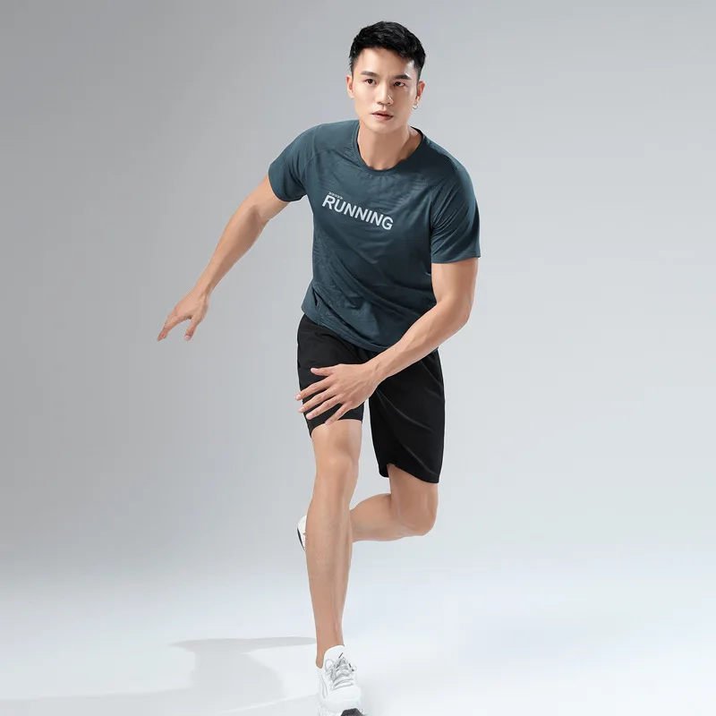 Summer Gym Shirt Sport T Shirt Men Quick Drying Running Shirt Men Workout Training Tees Fitness Tops Basketball Breathable