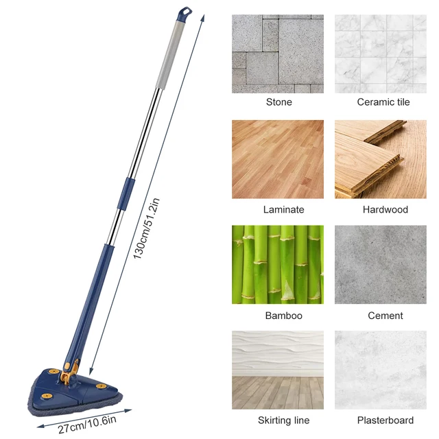 Telescopic Triangle Mop with 360° Rotatable, Adjustable, and Spin Cleaning Head, Ideal for Wet and Dry Cleaning, Efficiently Absorbs Water on Home Floors and Wall Tiles 6