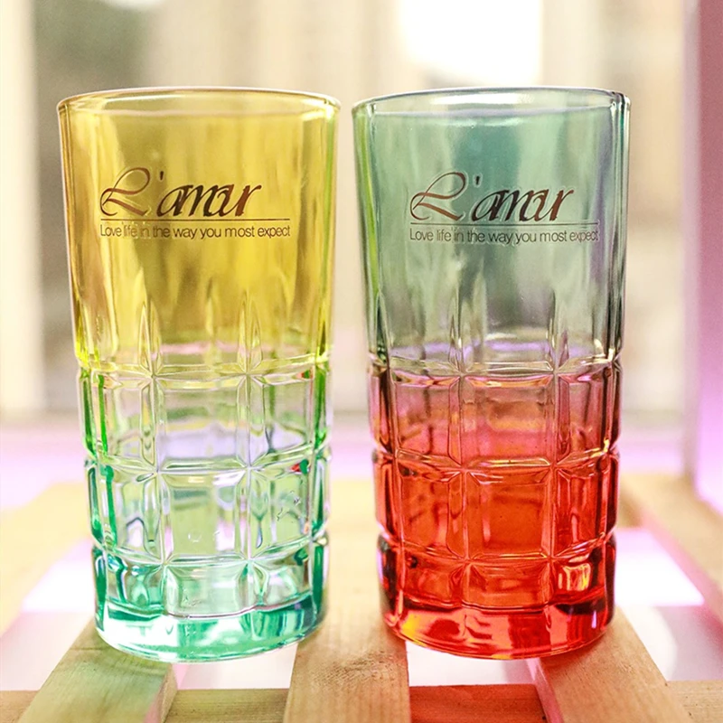 

Multicolor Juice Glass Retro Embossed Square Creative 350ml Whiskey Vodka Drinking Cup Beverage Glasses Dinner Wedding Drinkware
