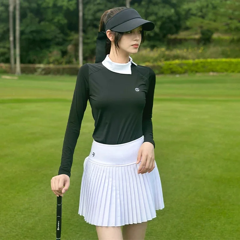 Женская тонкая рубашка с отложным воротником длинным рукавом и молнией