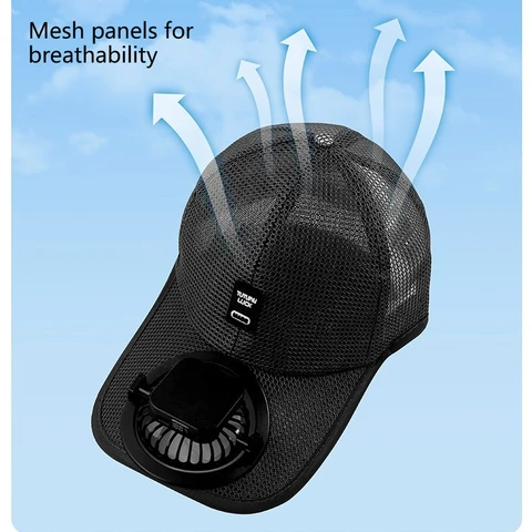 Бейсбольные кепки с вентилятором на солнечной энергии, 1200 мАч, летние уличные солнцезащитные кепки с дышащей сеткой Type-c, зарядка для мужчин и женщин, взрослых