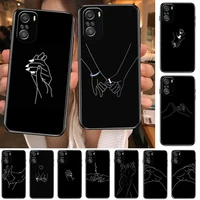 minimalist line couple hand for xiaomi redmi note 10s 10 9t 9s 9 8t 8 7s 7 6 5a 5 pro max soft black phone case