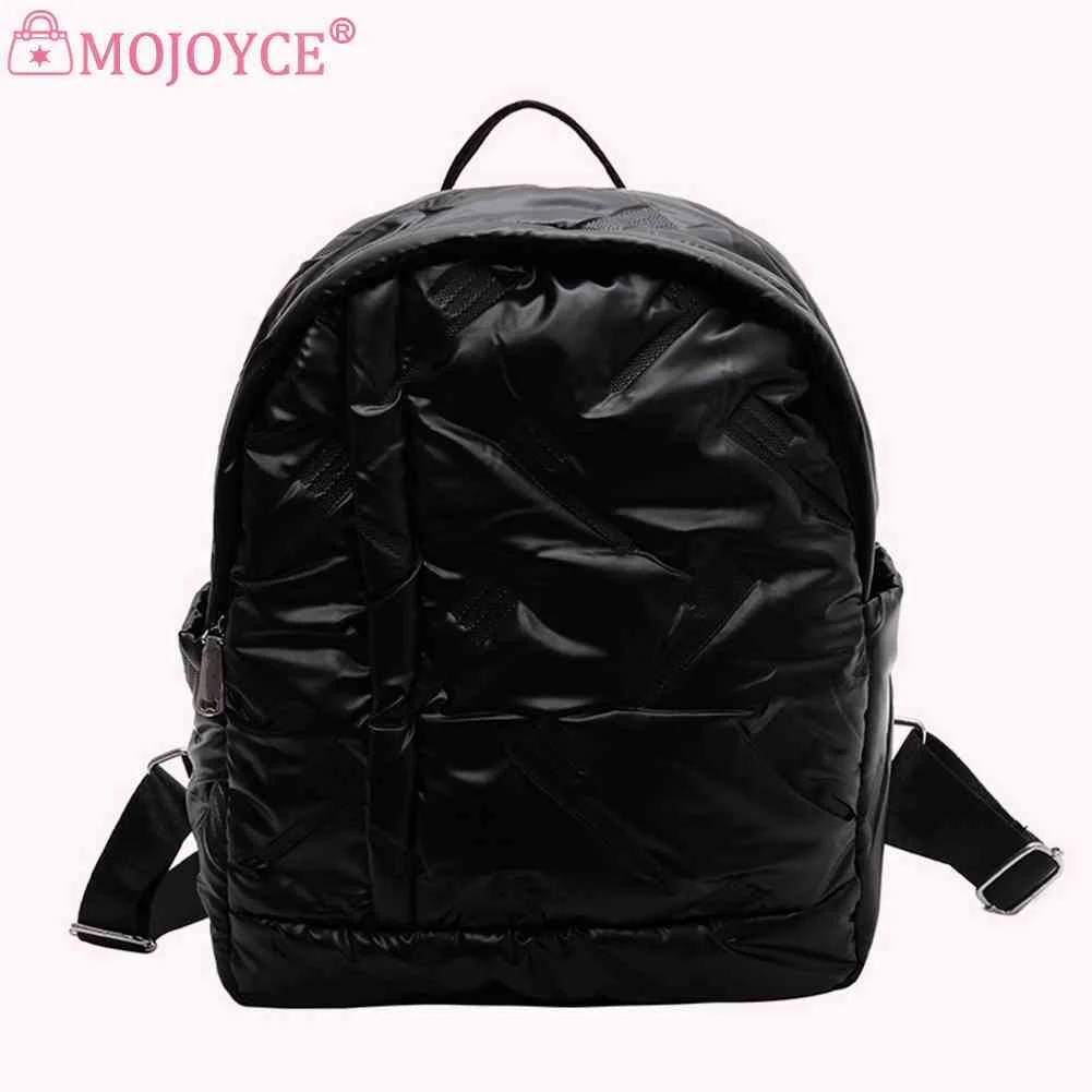 

Fashion Women Female Student School Bags Solid Color Waterproof School Backpack Simple Zipper Quilted Backpack Casual for Autumn