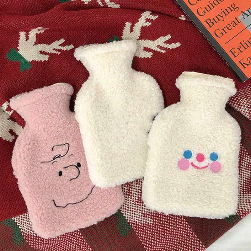 Plush Woman Water Bottle Bag  Cute Cartoon Hot Water Injection Bags Small Portable Hand Clutch Warmer Storage Bag Rubber