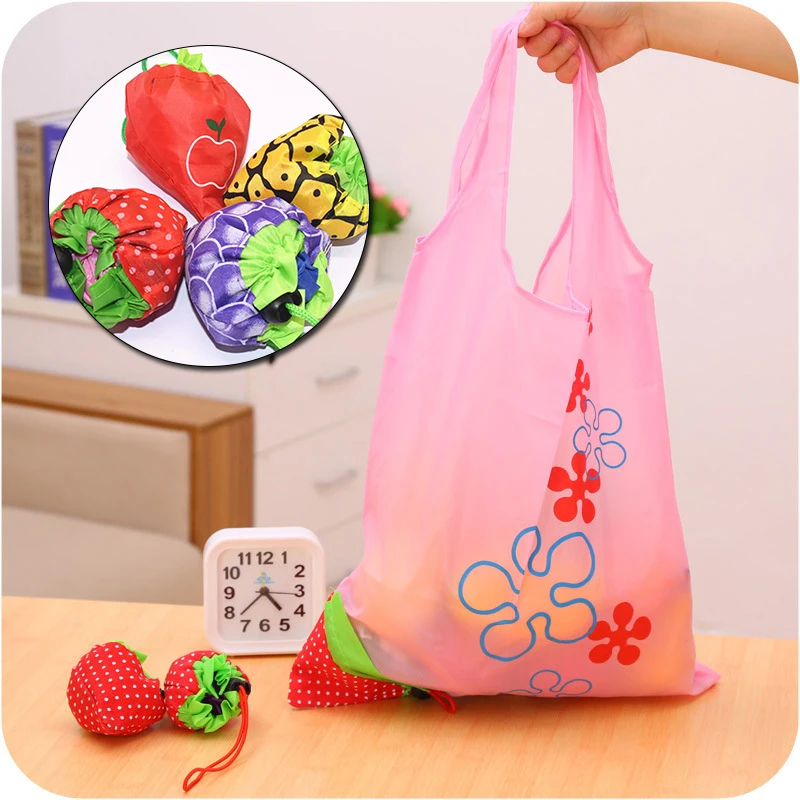 

1pc Creative Shopping Bags Folding Grocery Large Capacity Fruit Handbag Slight Quality Eco Tote Pouch Reusable Storage Bag