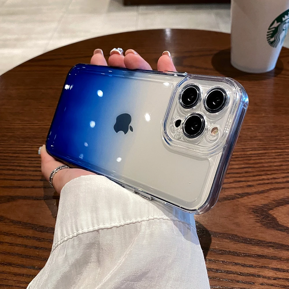 

Чехол-бампер из ТПУ для телефона iPhone 13, 12, 11 Pro, XS Max, XR, X, 8, 7 Plus, SE 2022, 2020, прозрачная панель с покрытием и градиентом цвета