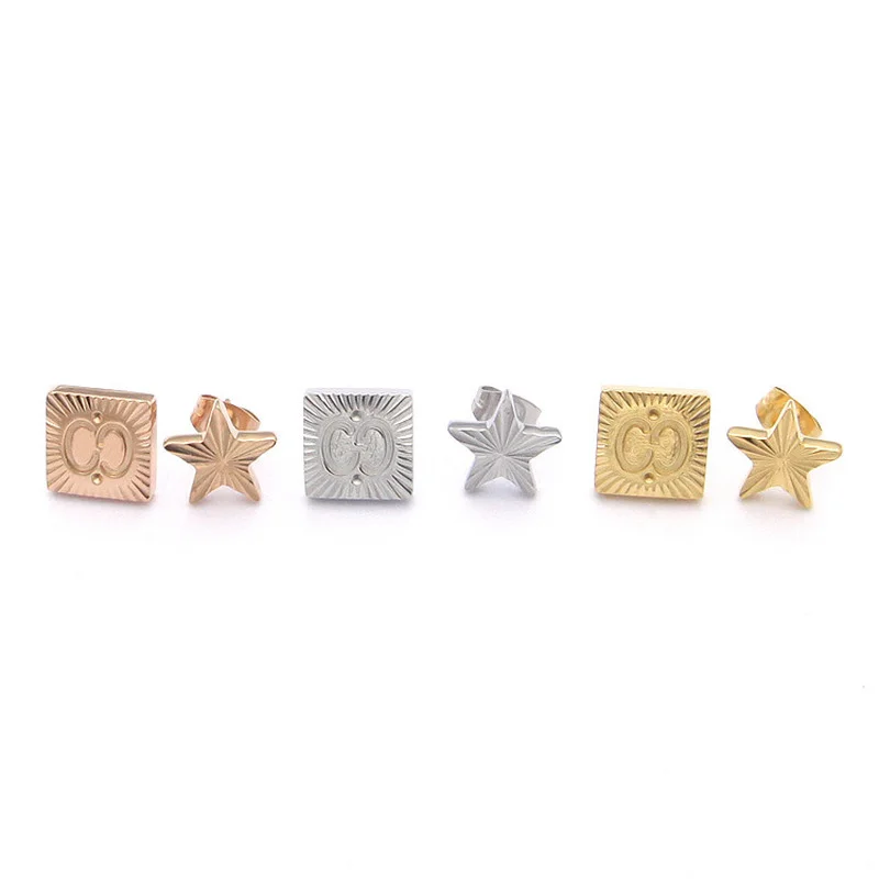 

Titanium Steel Jewelry Square Star Earrings