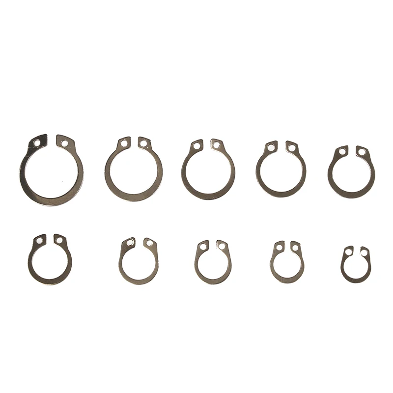 100PCS Circlip Set External/Internal Retaining E-type Cir clip Lock Snap Ring Set holes Shaft Collar Washer Stainless Steel images - 6