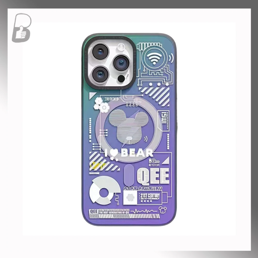 

QEE градиентный телефонный чехол iPhone14 Pro Max чехол с защитой от падения Magsafe Магнитная Беспроводная зарядка модные подарки для смартфонов в техническом стиле
