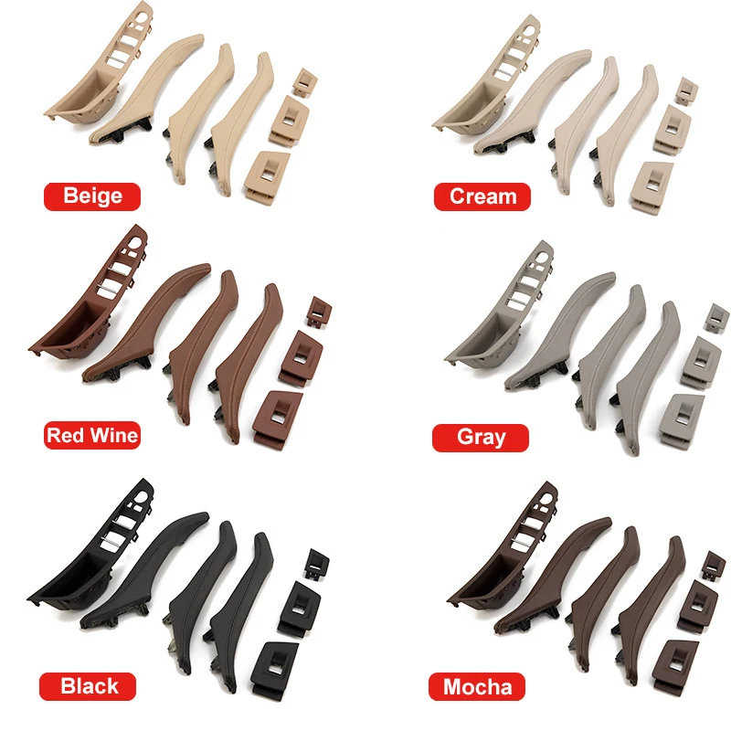 

7Pcs Genuine Leather Car Interior Door Handle Inner Panel Pull Trim Cover For BMW 5 Series F10 F11 F18 2010-2017 Left Hand Drive