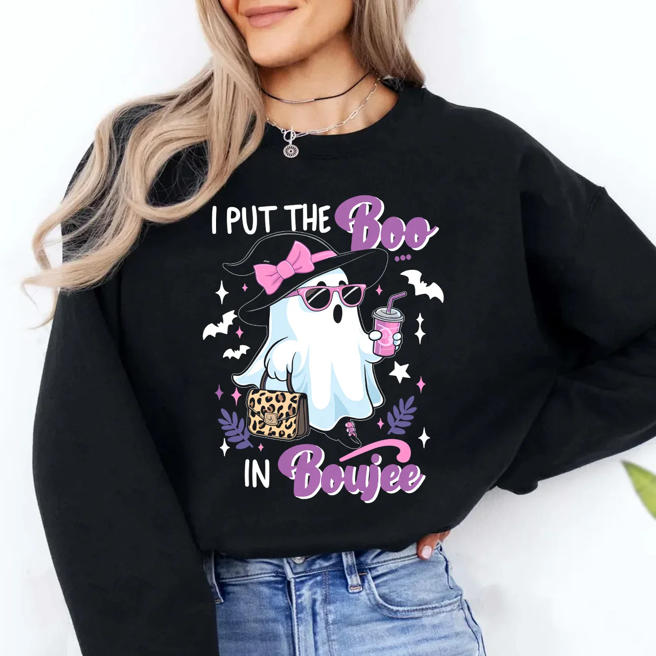 I Put The Boo in Boujee Модный свитшот с принтом призрака зимняя и осенняя Повседневная