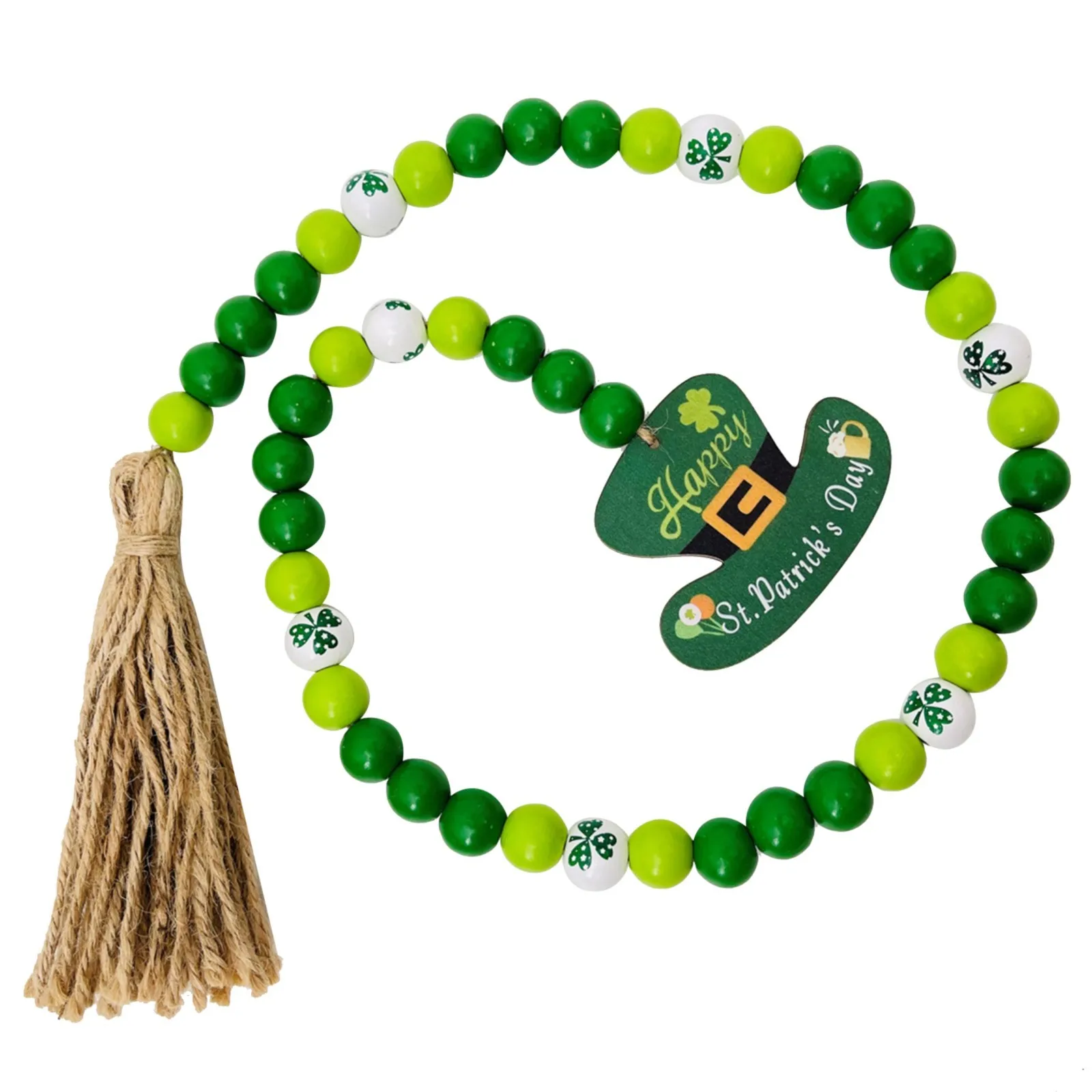 

Gnomes at Night Irish Festival Wood Beads St. 's Day Green Hat Tassel Beads Wall Separator Beads Glitter Trees Decorations