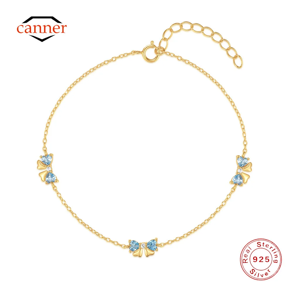 Женский браслет из серебра 925 пробы с голубым цирконием