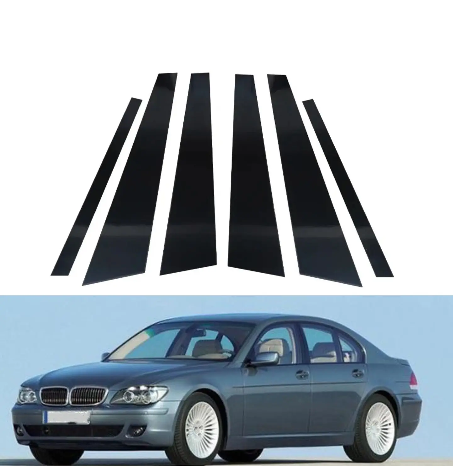 

Подходит для BMW 7 серии E65 E66 2001 2002 2003 2004 2005 2006 2007 2008, накладка на дверную стойку, глянцевая черная декоративная крышка окна