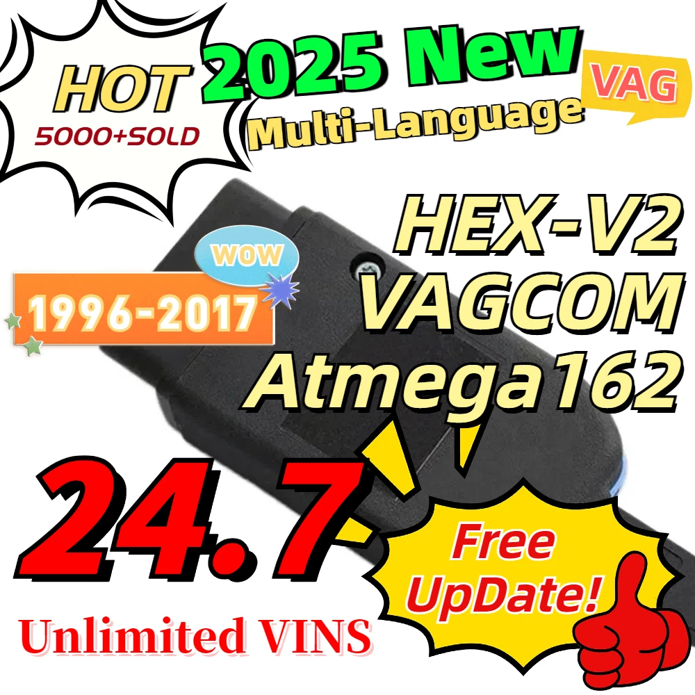 2023 Новое обновление интерфейса VAGCOM V24.7 кабель Hex V2 многоязычный автомобильный