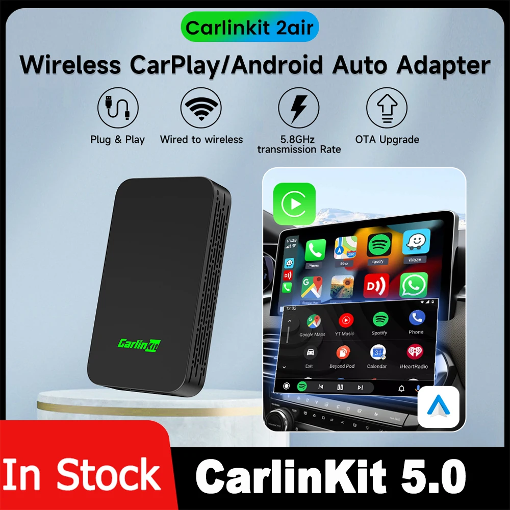 

2023 CarlinKit 5.0 2air CarPlay Android Auto Wireless Adapter Portable Dongle for Car Radio with Wired CarPlay/Android Auto