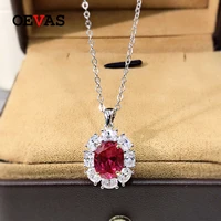 oevas 925 sterling silver created moissanite ruby gemstone earringsnecklacering wedding engagement jewelry sets wholesale