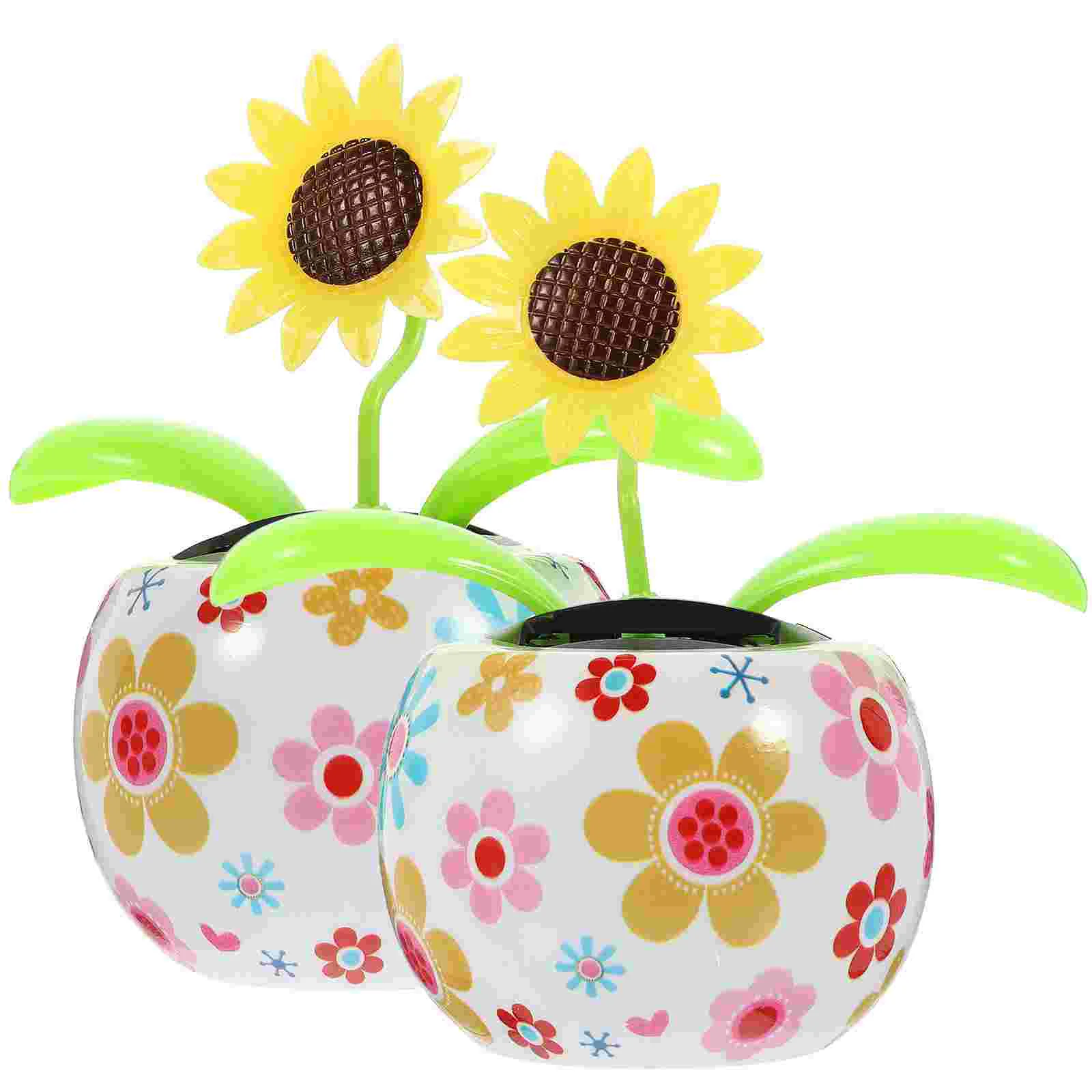 

2 Pcs Statue Decor Ornaments Decoration Car Solar Powered Toy Dashboard Decorate Office