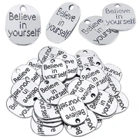 30pcs inspirational message pendant believe in yourself charms beads craft oval supplies for jewelry making necklace bracelet