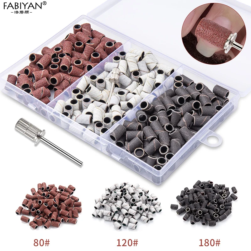 

75/210/250Pcs 80/120/180 Grit Nail Sanding Bands With Nail Drill Bits Pedicure Tools Gel Polish Removing Grinder Band