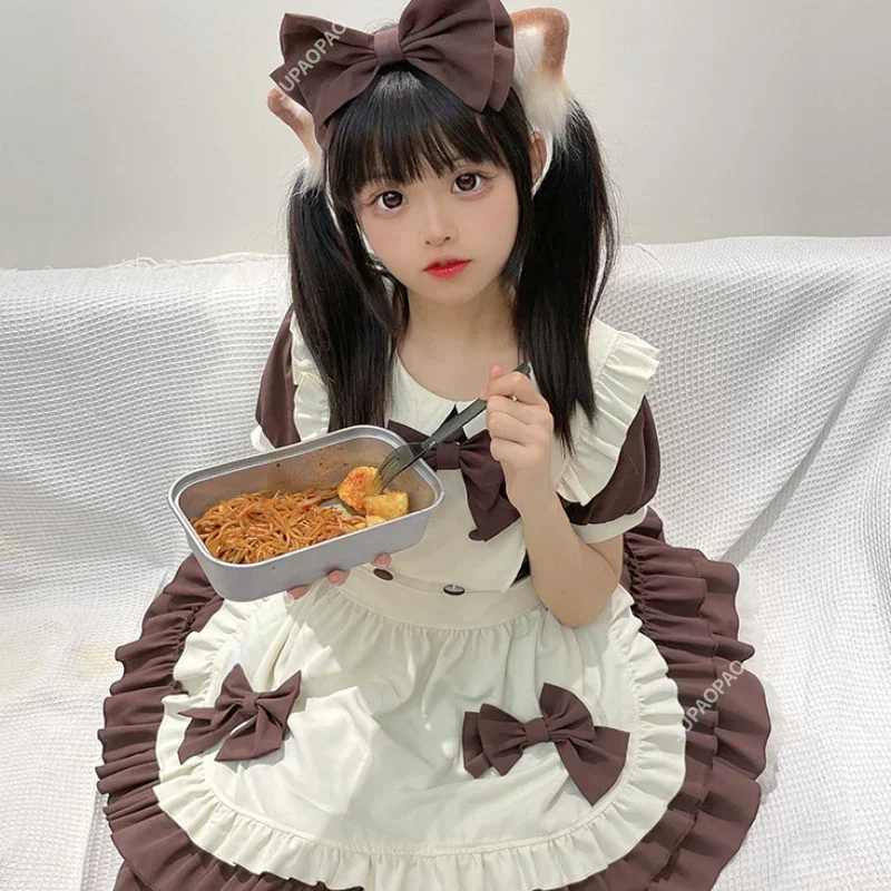 Японский милый костюм для девочек на Хэллоуин милое розовое платье официантки в