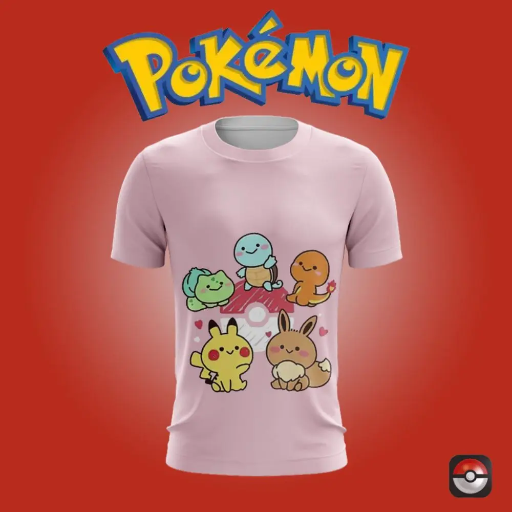 

Essentials Party T-shirt Men Short Sleeve Men's Cute 3D Print Anime Tshirt Pokemon Clothes Couple Outfit Street Oversized Tops