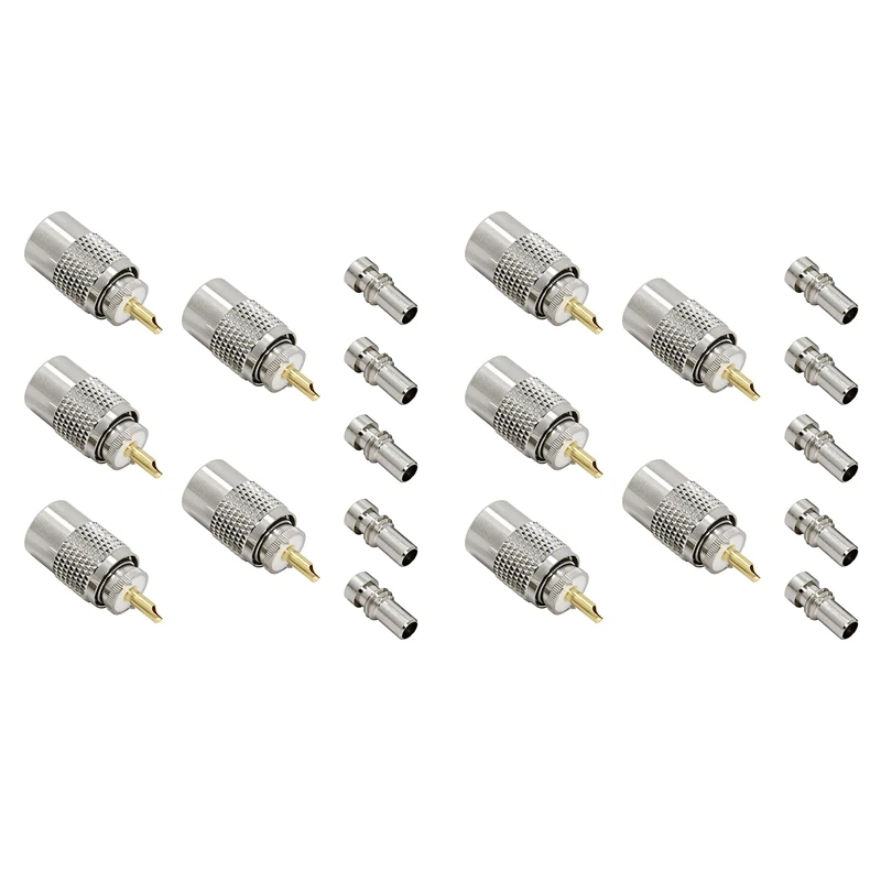 

10-Piece PL-259 UHF Male сварочный Разъем 50 Ом для RG59, RG8, RG8X, стандартный коаксиальный кабель