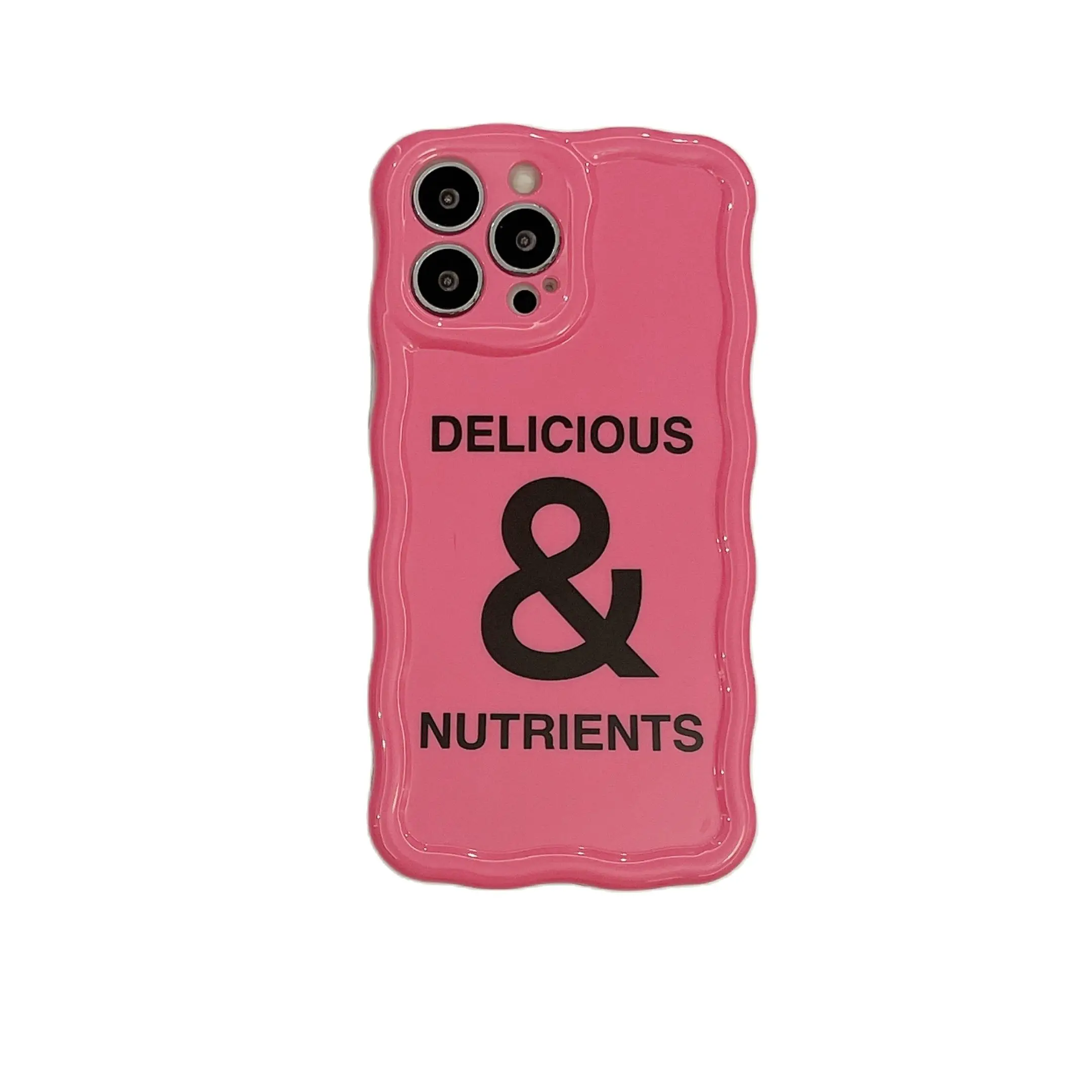 

Black & Pink Creative Letters Character Wave Edge Case for iPhone 14 13 Pro Max 12 11 Pro Plus Shockproof Protective Soft Cover