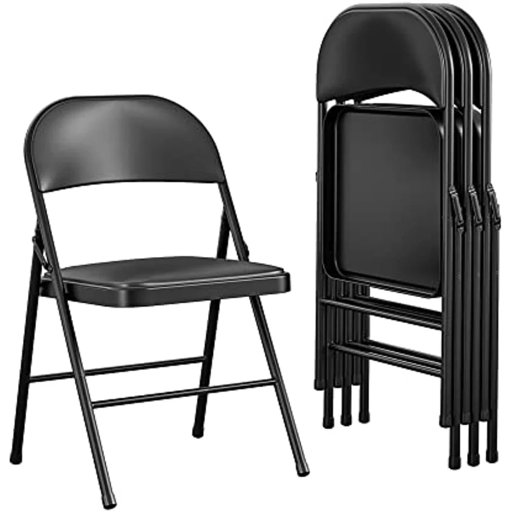 

COSCO Vinyl Folding Chair, 4 Pack, Black