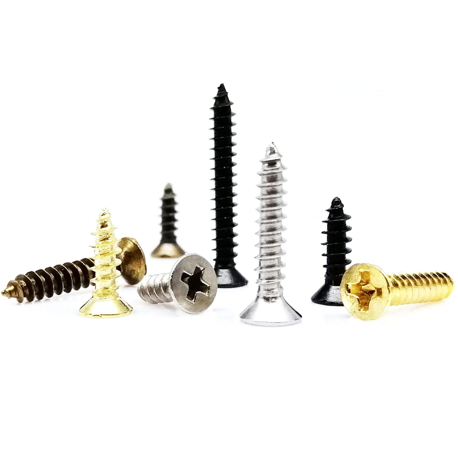 

200X M2 M2.6 M3 Mini Small Golden Silver Antique Brass Bronze Black Steel Phillips Flat Countersunk Head Self Tapping Wood Screw