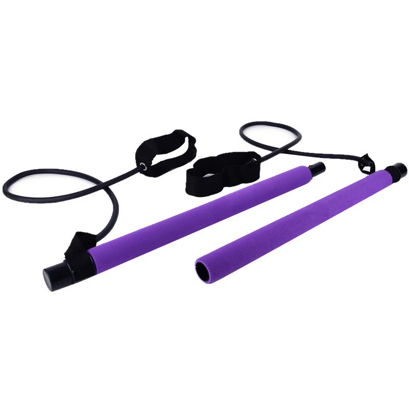 

Yoga Pilates Bar Kit Exercise Resistance Band Muscle Training Bar Pilates Stick Portable for Home Travel Workout Portable
