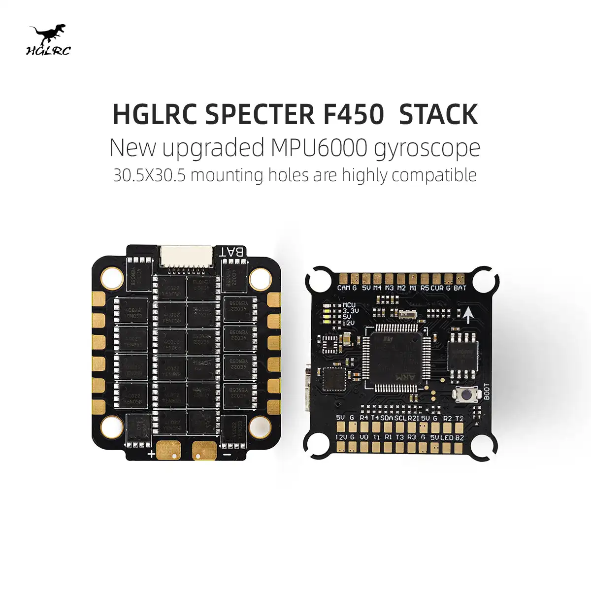 

HGLRC SPECTER F450 STACK MPU6000 F405 Flight Controller BLHELI_S 50A 4in1 ESC 3-6S LIPO 30X30mm for FPV Freestyle Drones