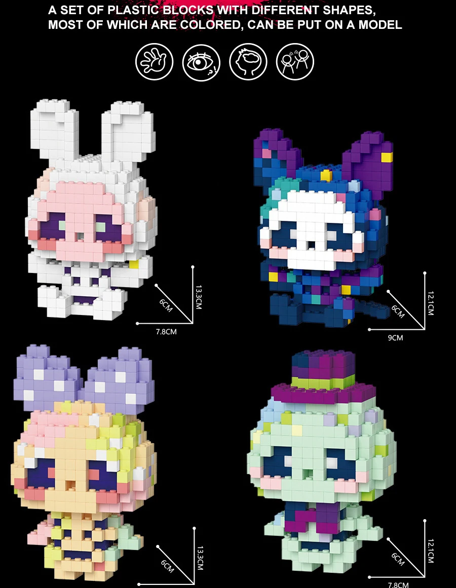 Креативные фигурки ночных эльфов микро-Алмазный Блок мультяшный нанокирпич