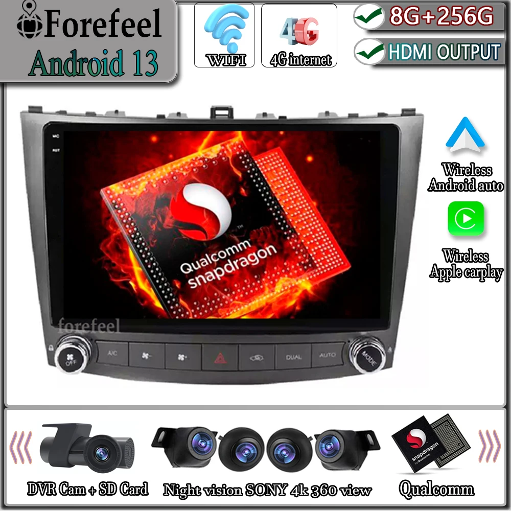 Android13 Qualcomm For Lexus IS250 IS300 IS200 IS220 IS350 2005-2012 Car Radio Bluetooth DVR BT Touchscreen Multimedia Autoradio