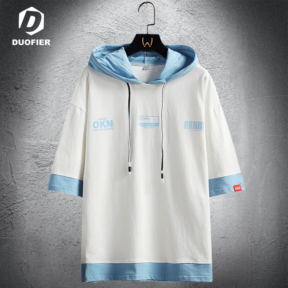 

Футболка мужская с капюшоном, 2022 хлопок, с полурукавом