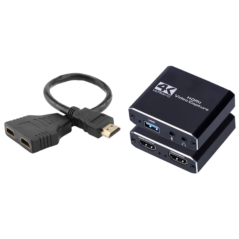 

Разветвитель HDMI один в два HDMI штекер-двойной гнездо адаптер кабель с HDMI HD видеозахватом карта захвата USB