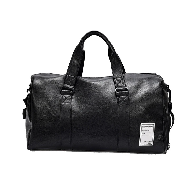PU Leather Travel Bag Male Big Duffel Bag for Women Black Cool Zipped Shoulder Bags Vintage Man Messenger Bags Duffel Package