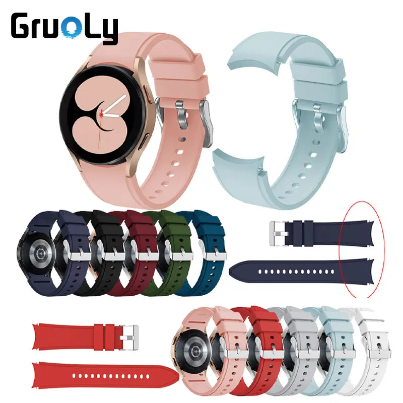 

Curved end Silicone Band For Samsung Galaxy Watch 4 classic 46mm 42mm Replacement Strap For Galaxy Watch4 44mm 40mm Wristbands