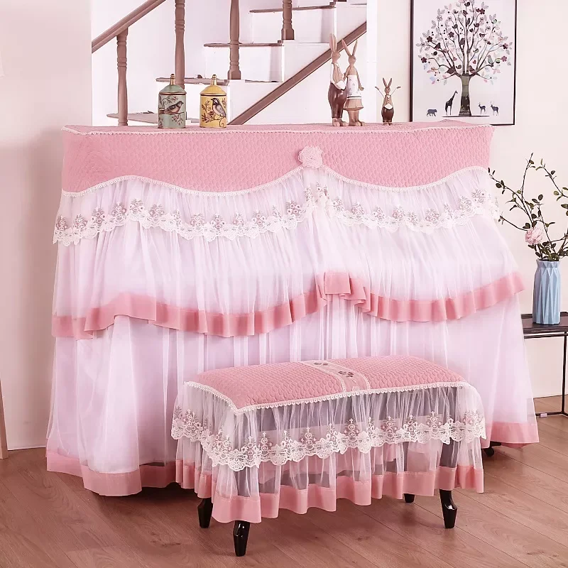 

NEW2023 All Inclusive Lace Piano Cover single double Stool covers Korean Style Piano Dust proof Cover Do not take it off to
