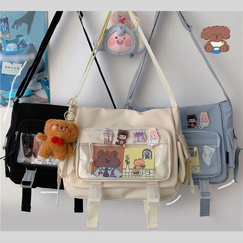 

School Bag Casual Messenger Bag Fashion Shoulder Crossbody Bag Multiple Pockets Large Capacity