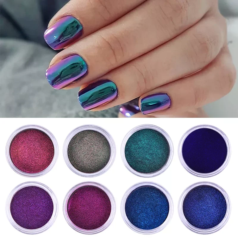 

1 Box Mirror Nail Powder Metal Mirror Nail Glitter Metallic Effect Chrome Dust Nail Art Pigment Decoration Christmas Nails