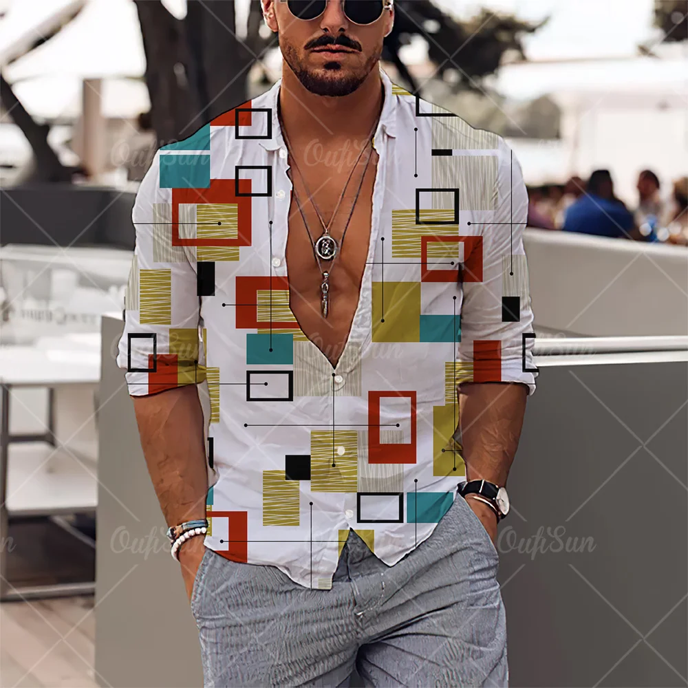 Camisa hawaiana de manga larga para hombre, camisa con estampado 3d, estilo...