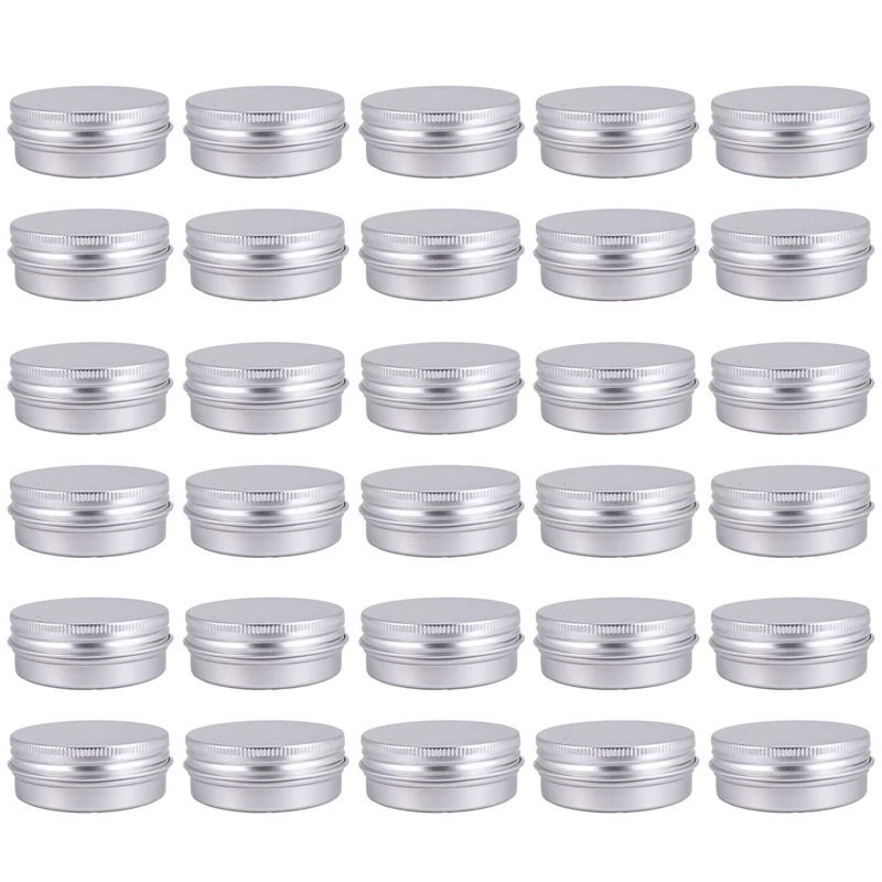 

30 Pack Screw Top Round Metal Lip Balm Tins Containers Lids (1Oz)