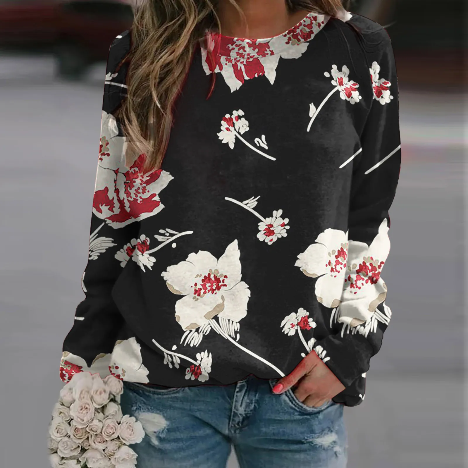 

Pullover Sweatshirt For Women Vintage Print Long Sleeve Hoodie Long Length Sweaters Probably Late Something Sweatshirt