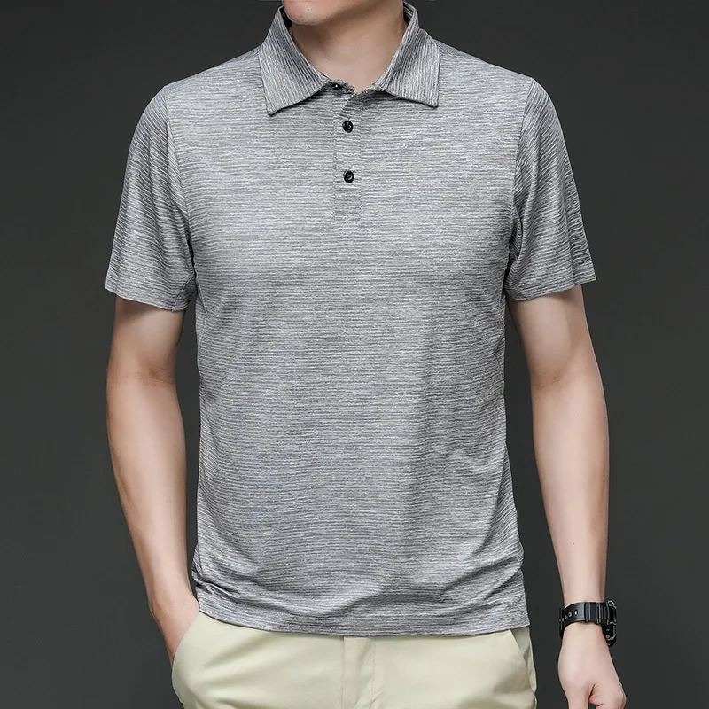 

Brand Men Polo Shirt Fashion Summer Casual Solid Color Quick-drying Breathable T-shirt Casual Lapel Business Male Short Shirt