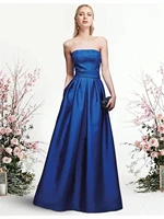 za fashion celebrity style minimalist prom formal evening dress strapless sleeveless floor length satin with embroidery