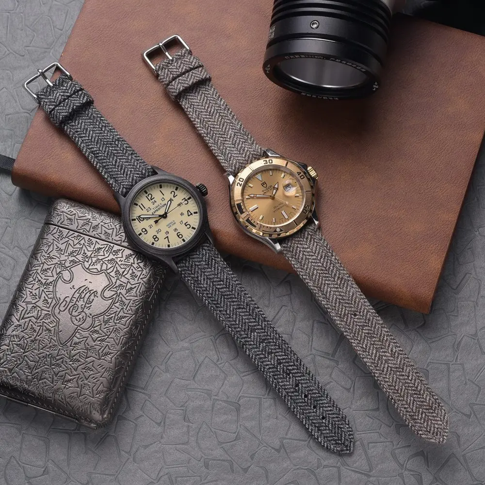 Ремешок из твида для наручных часов в елочку натуральной шерсти - купить по